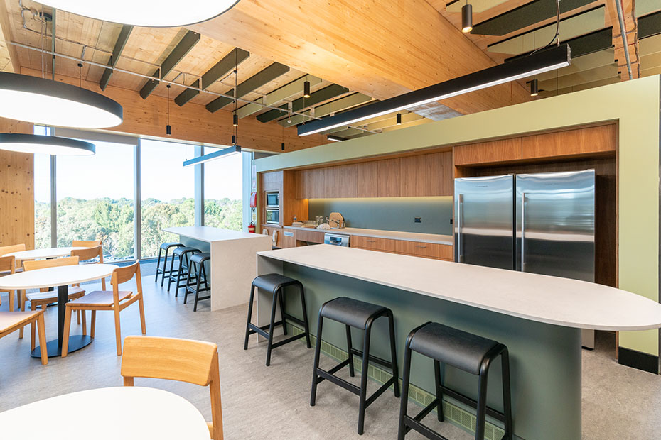 Kitchen area with tables and chairs