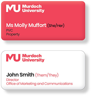 Name badge samples