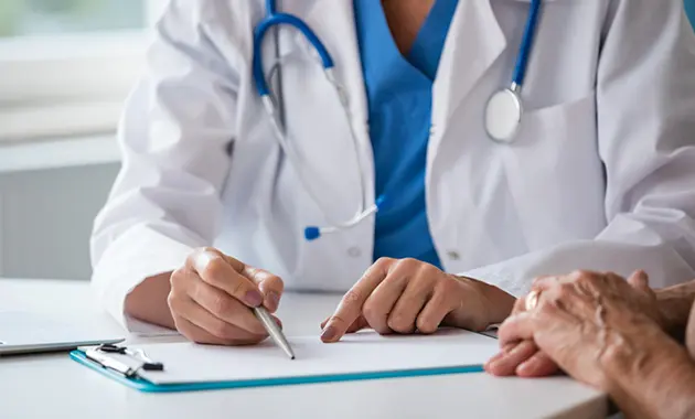 Image of GP helping patient