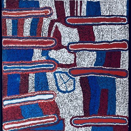 Artwork by Marlee NAPURRULA, Nulla nullas and Rock Holes Kunkayunti, 1998