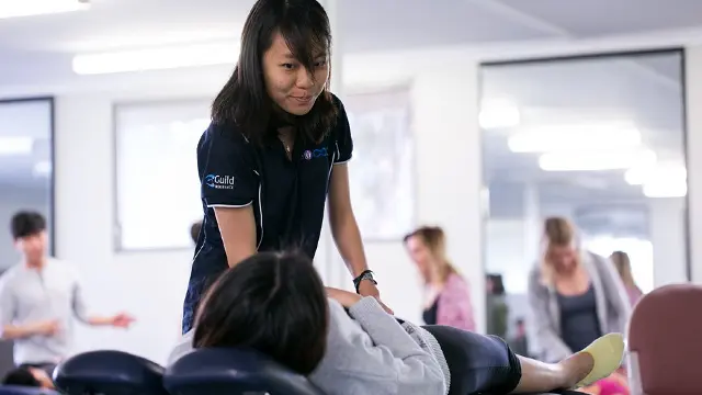 A patient receiving treatment at the Murdoch University Chiropractic Clinic.