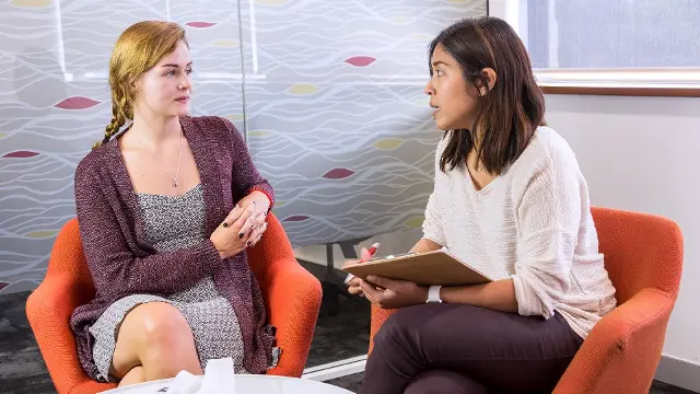 A student in a counselling session.