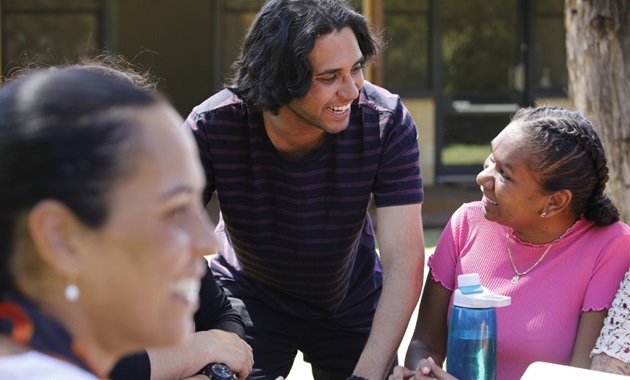 Kulbardi Aboriginal Centre students working together outside