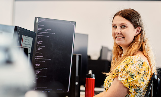 Young woman using computer