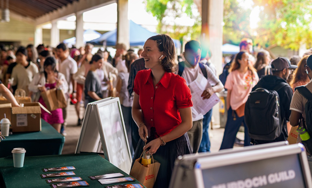 Student at stall
