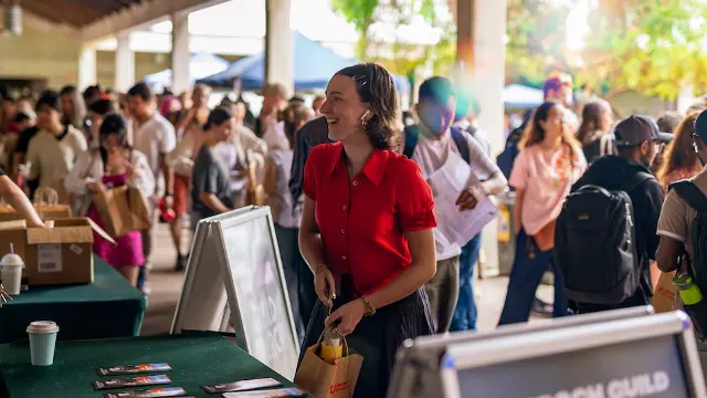 Student at stall