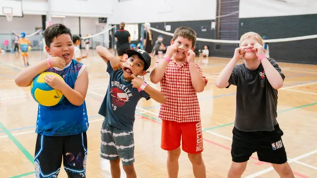 Active Kids playing volleyball