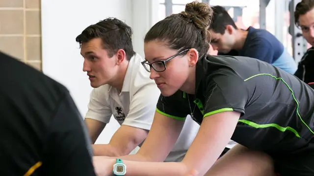 Allied health students reviewing patient data during a practical session