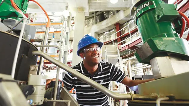 Engineering and energy student in plant