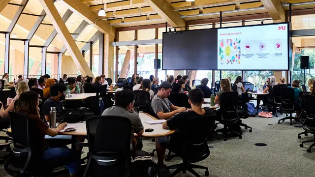 Education students in a large lecture or professional learning session