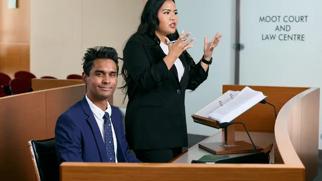 Murdoch University Law students in a court setting