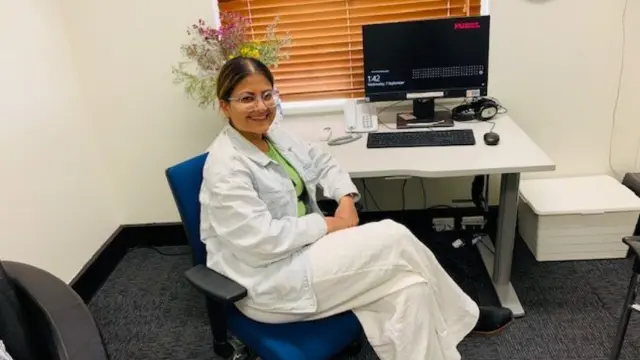 Murdoch University psychology student in office