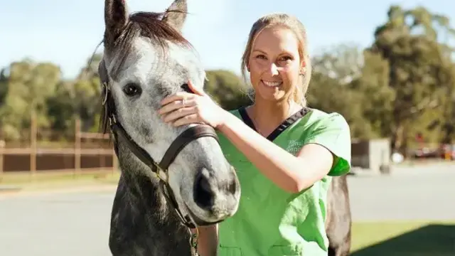 Murdoch University veterinary sciences student with horse