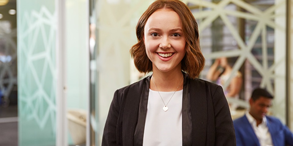 Woman smiling at camera