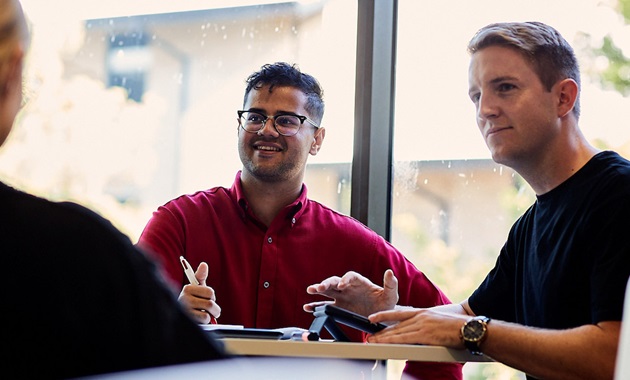 students talking