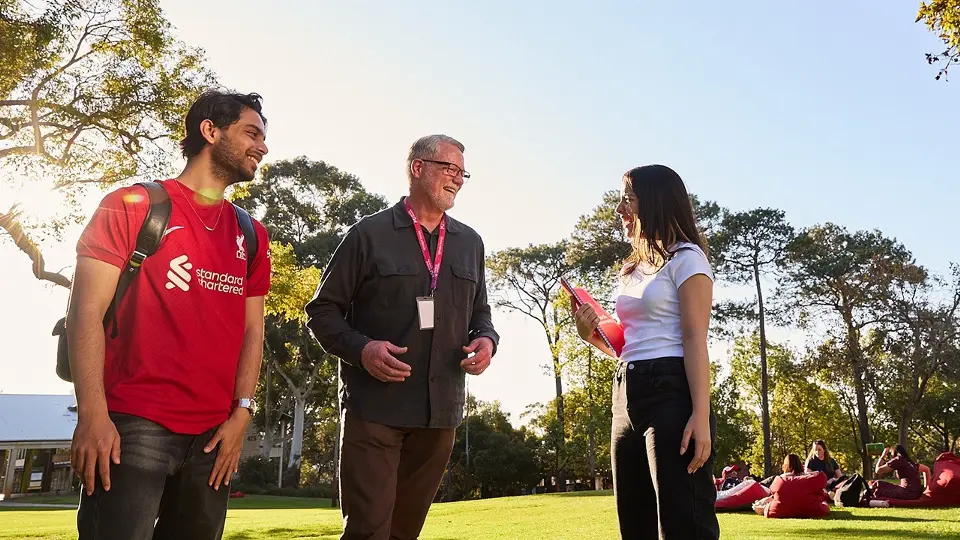 Murdoch University students and staff on Bush Court