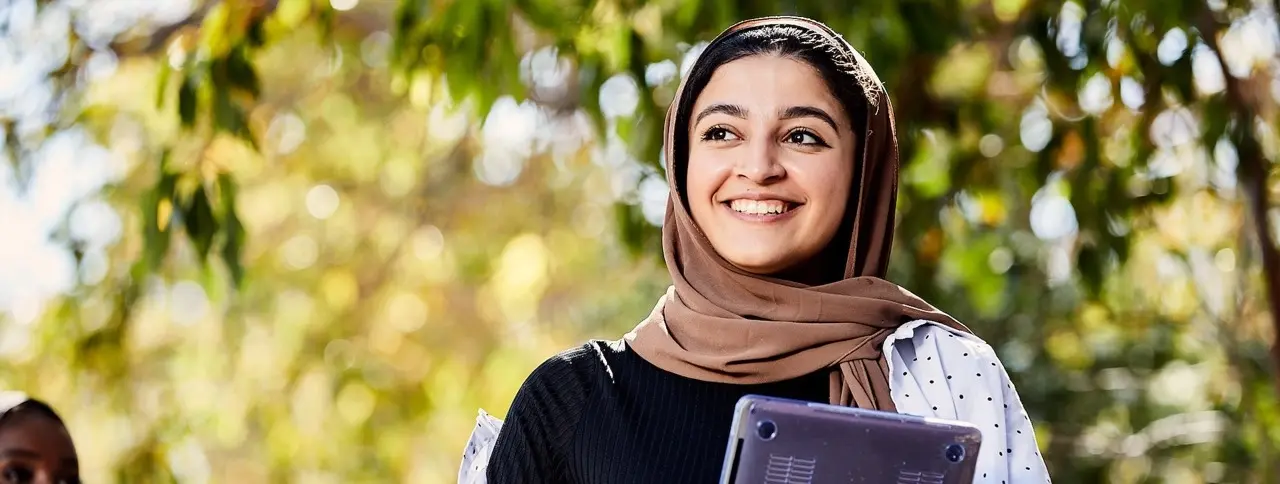 Murdoch University student in head scarf on campus