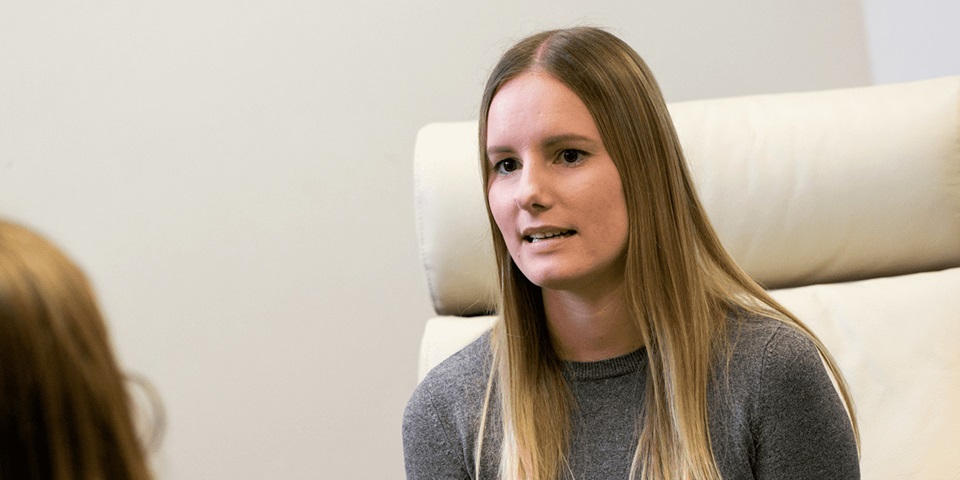 psychology student in chair