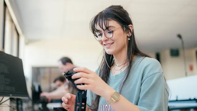 Young student in computer lab