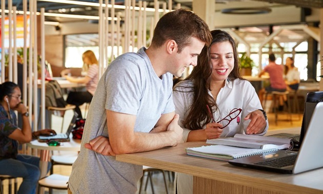 Two students having a discussion