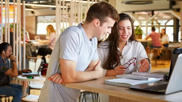 Two students having a discussion