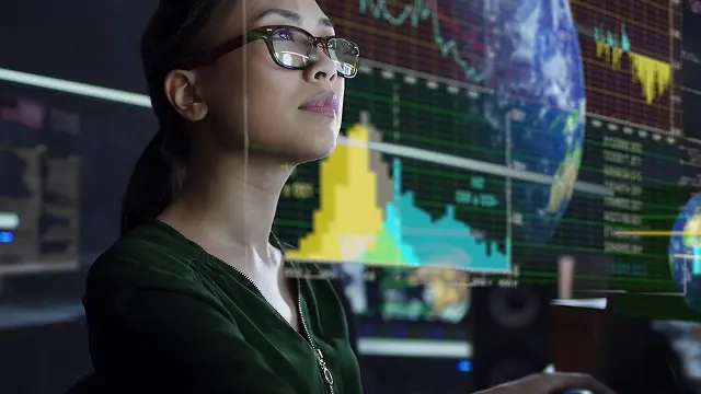 Murdoch University student inspecting augmented graph