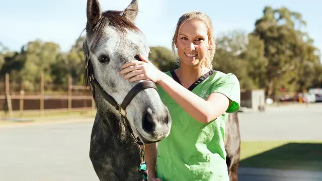 Murdoch University veterinary student with horse