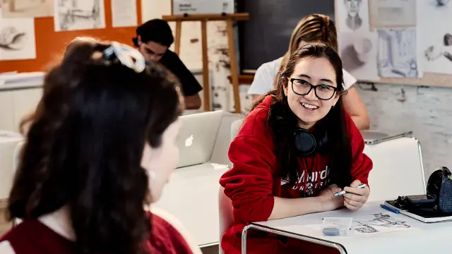 Creative media student drawing