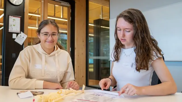 two students in classroom