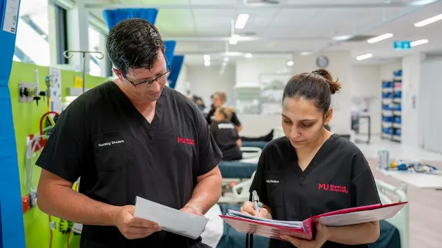 Murdoch University nursing students checking documents