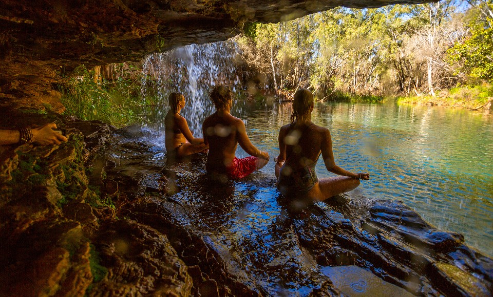 Students meditating at Karijini National Park.
