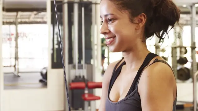 A woman works out at Murdoch Active's gym