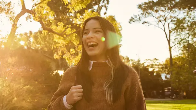 Murdoch student backlight by sunlight