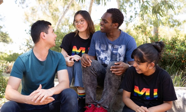 Students sitting together at Winter Garden