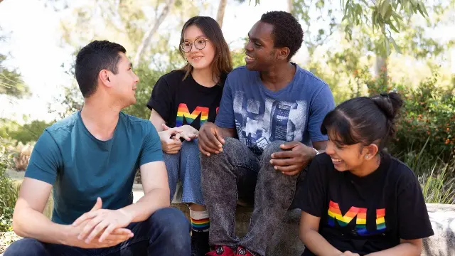 Students sitting together at Winter Garden