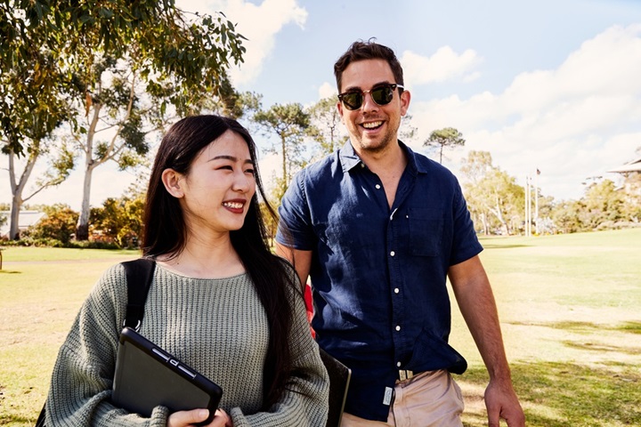 students in field