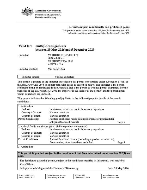Page 1 New Import Permit