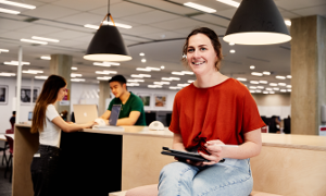 Students studying in the Level 2, Link 24/7 area