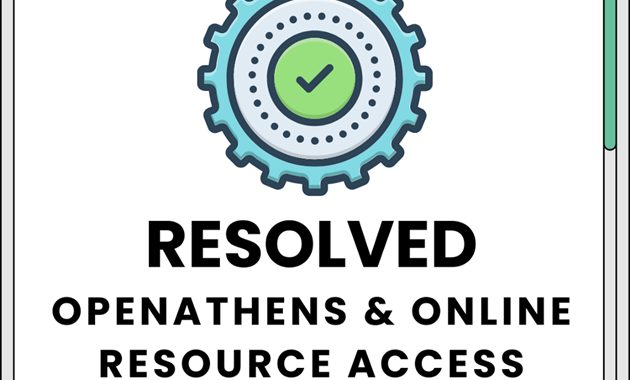 Notification graphic showing a system outage for OpenAthens has been resolved