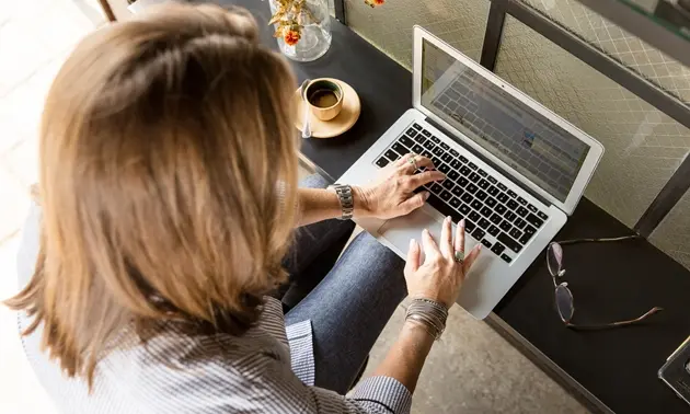 Woman working on laptop