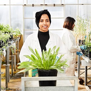 Students in greenhouse