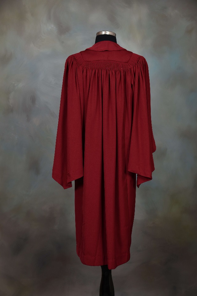 Back view of a Graduate Certificate/Diploma graduation gown