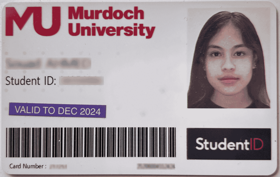 Murdoch University StudentID card Murdoch University StudentID card
