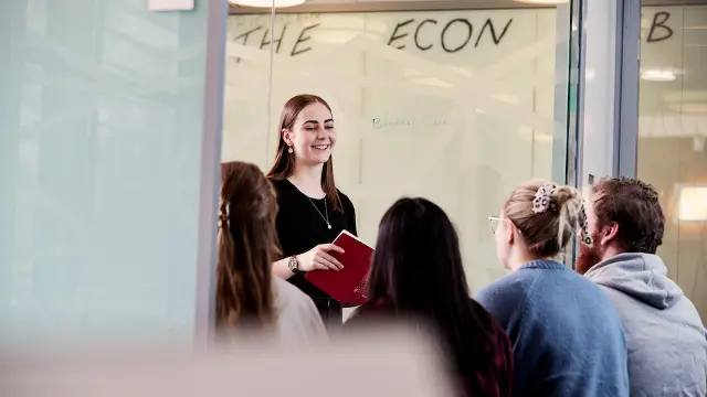 Students listening to presentation