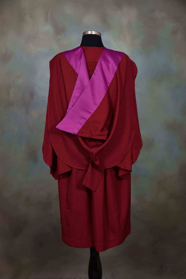 Back view of a bachelor graduation gown