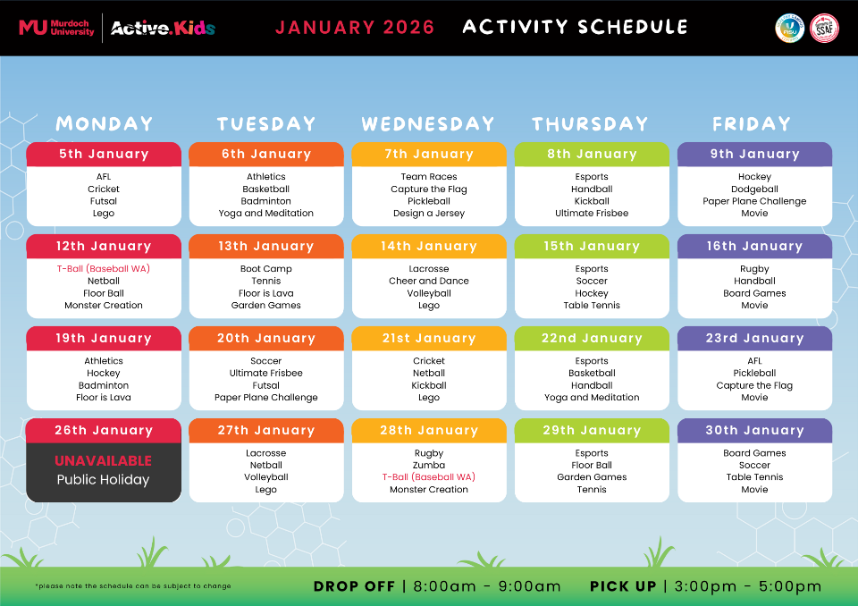 January  Schedule