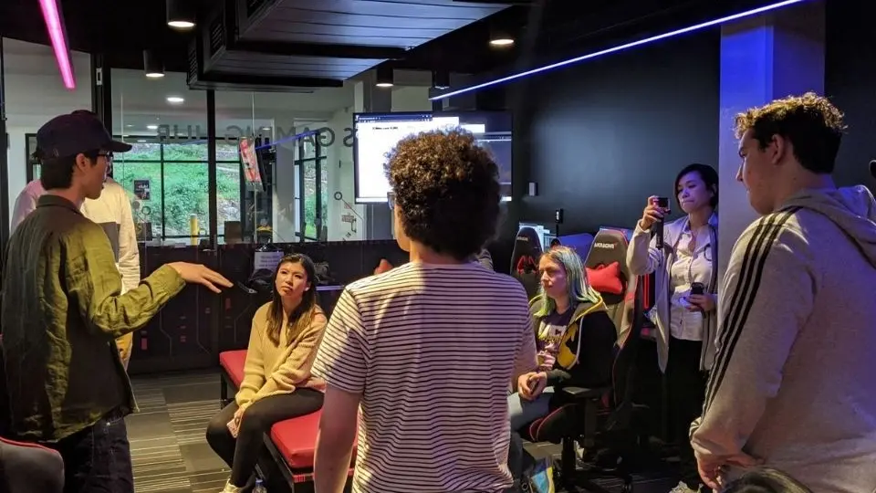 Competitive teammates having discussion