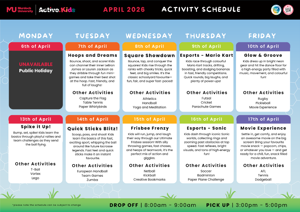 Active Kids Schedule