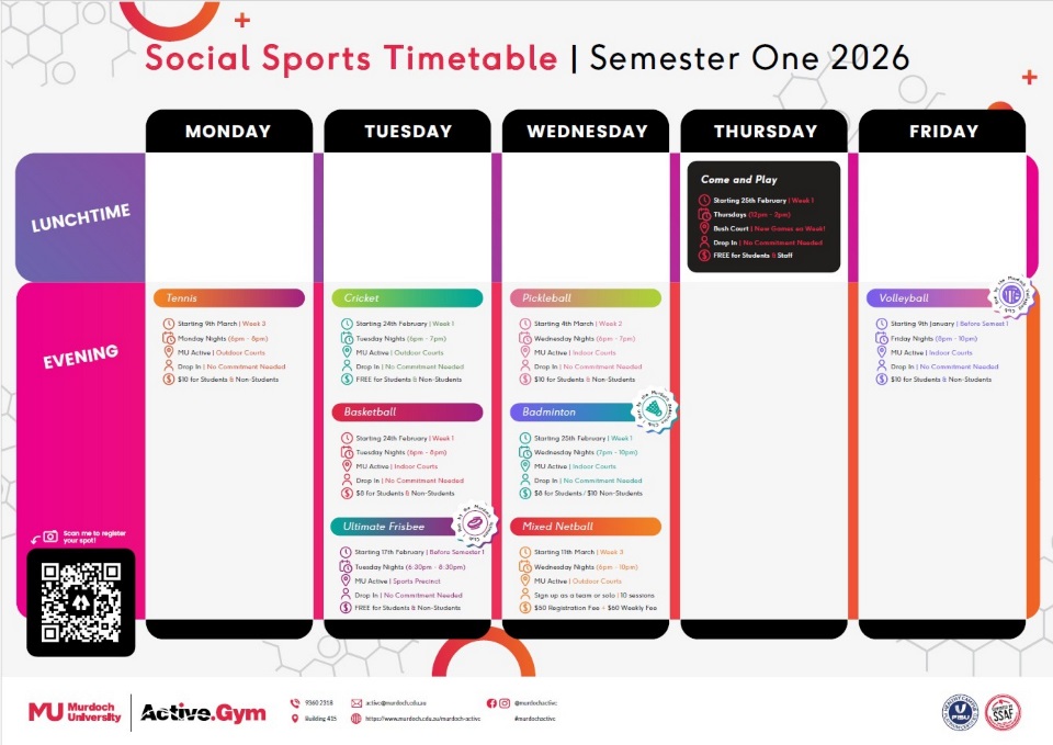 Social Sport Timetable 2