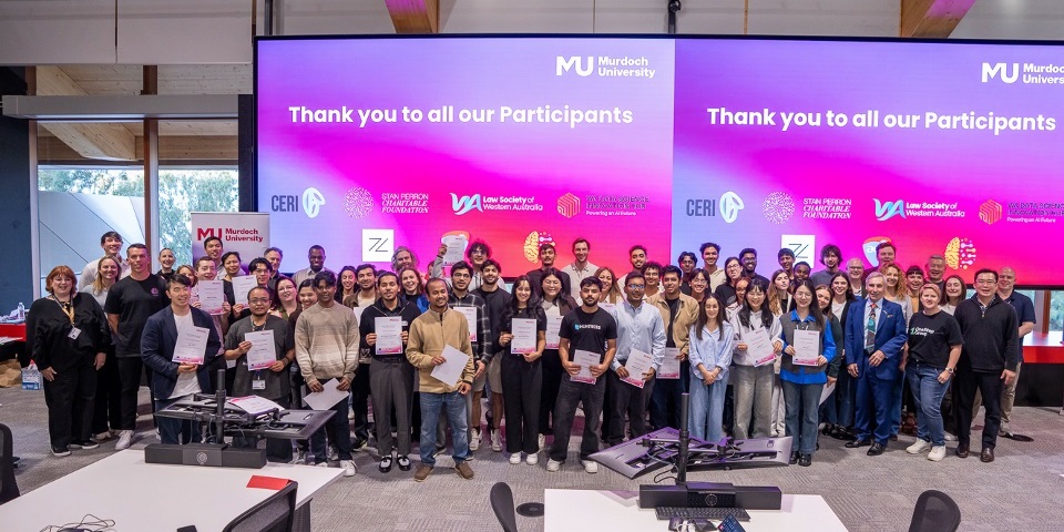 Participants of the 2026 Law & SIT Hackathon in a group photo.